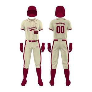 Ensemble complet d'uniformes de baseball rétro / Maillot et pantalon cousus marron, tenue d'équipe personnalisée avec sublimation intégrale, avec casquette et chaussettes - Product Image 1