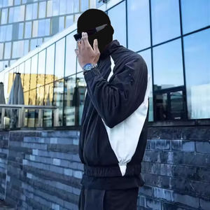 Survêtements en polyester personnalisés de haute qualité, veste et pantalon coupe-vent zippés en patchwork, ensembles de jogging, survêtements personnalisés - Product Image 3