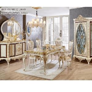 Ensemble de table à manger sculpté à la main de conception russe ensemble de table à manger de luxe 6 places sculpté français ensemble de table à manger turc chic - Product Image 1