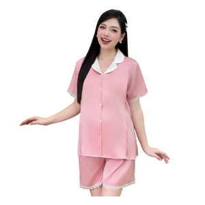 Conjunto de pantalones cortos de encaje de seda de alta calidad para mujeres embarazadas y posparto Transpirable Minimalista Ropa de diario Sin Fading-B784 - Product Image 1