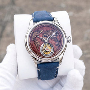 Montre mécanique à tourbillon volant, cadran globe terrestre bleu, cristal saphir, acier inoxydable, montre-bracelet pour homme, OEM personnalisé - Product Image 3