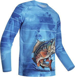 Camisas de pesca impermeable transpirable de manga larga Jersey de pesca Unisex sublimación personalizada UPF 50 protección UV a prueba de viento - Product Image 1