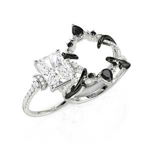 Jeulia Luna Astra Thorn Radiant Cut Moon and Star Engagement Ring Set - Product Image 2