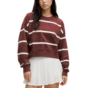 Sudaderas y sudaderas con capucha a rayas de cuello redondo y manga larga para mujer, personalizables al por mayor, de ajuste clásico - Product Image 1