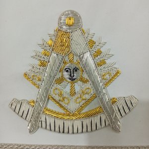 Tablier de maître maçonnique brodé à la main Velours bleu marine-Hse - Product Image 2