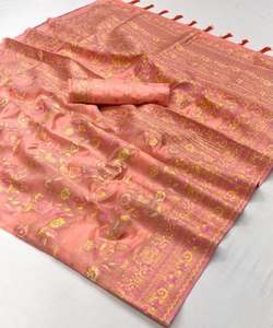 Sari en soie Banarasi avec broderie pour femmes mariées, tenue de soirée, tradition indienne, prêt à porter, prix bas - Product Image 5