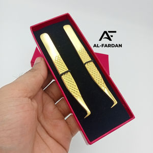 Pince à cils ton or 24K 90 degrés mince botte 8mm pointe pointue solide en acier inoxydable diamant poignée botte cils pince à épiler - Product Image 4