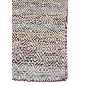 พรมทอแบบเรียบลายเรขาคณิต Abrash ทำจากขนสัตว์และวิสโคส สีแดงและสีส้ม สำหรับใช้ในบ้าน-ADWV-13047 - Product Image 4