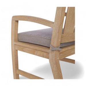 Fauteuil vintage en bois de teck coussin imperméable et amovible finition rustique patinée pour les repas en plein air salon parc cuisine Villa - Product Image 5