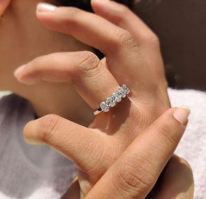 Bague de mariage ovale en diamants cultivés en laboratoire de 2,00 carats avec 7 pierres pour femme, bijoux en or 10K/14K/18K/PT950/S925 - Product Image 4