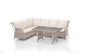 Ensemble de chaises d'angle de salle à manger de jardin en rotin de qualité supérieure, structure en aluminium moderne, pour hôtel, maison, bureau, fabriqué en Turquie - Product Image 3