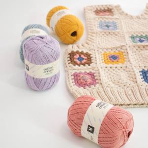 Hilo de algodón YARNA color crema (150g) suave, color pastel, ligero, vibrante, colorido, fibra natural, manta de bebé afelpada, lavable, brillante - Product Image 3
