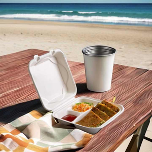 Boîte à lunch jetable en bagasse en gros, 100% naturelle, biodégradable, emballage en pulpe de canne à sucre pour les buffets de restauration rapide - Product Image 3