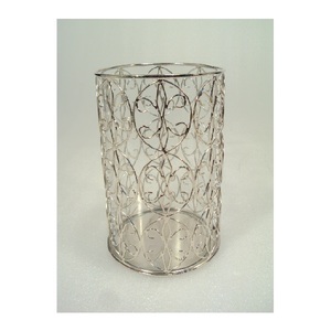 <b>Large</b> Size Silver Color Round Shape Metal Hurricanes <b>Candle</b> Holder for Home Decorative Wedding Party Table Top Decor Use - Product Image 1