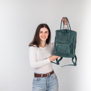 ALW Vintage Cuir Véritable Polyester Sac à Dos pour Femmes Zipper String Grande Capacité Durable Quotidien Bureau Travail Portable Coton - Product Image 3
