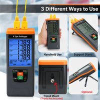 Meter Termokopel Tipe K 4 Saluran Perekam Data Suhu Alarm Visual & Suara Output CSV Dukungan OEM