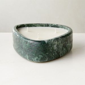 Marble candle container with artistic silk <b>screen</b> patterns perfect <b>for</b> modern living <b>rooms</b> bedrooms and spa environments - Product Image 5