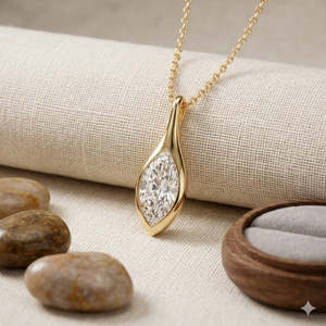 SHREYA DIAM Collier Pendentif Classique Goutte d'Eau pour Femme, Plaqué Or/Argent/Or Rose, Sertissage Griffe, Moissanite Taille Marquise - Product Image 5