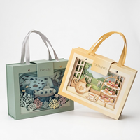 Boîtes cadeaux pour bébé avec poignée, en matériaux recyclés, avec logo personnalisé imprimé en bleu, grandes boîtes magnétiques, pour emballer des cadeaux