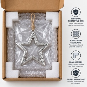 Ornement de Noël en métal en forme d'étoile, décoration suspendue traditionnelle pour arbre de Noël - Product Image 5