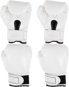Gants de boxe en cuir blanc pour adultes, avec fermeture réglable à la poignet, respirants et anti-humidité - Product Image 3