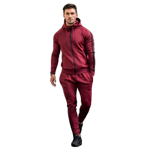 Ensemble de survêtements pour hommes avec logo personnalisé Tenue de sport avec fermeture éclair intégrale Pantalon et veste de jogging Tenue de sport décontractée Tenue d'entraînement OEM ODM - Product Image 4