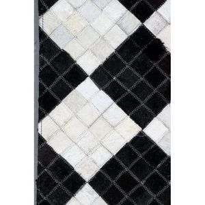 Alfombra Moderna Hecha a Mano de Cuero con Estampado Multicolor y Diseño de Patchwork para Sala de Estar, Tejido Plano y Delgado - Product Image 6