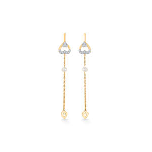 Heartline Gold & <b>Diamond</b> Drop Dangler <b>Earrings</b> Trendy Religious Style <b>Pearl</b> Accent Zinc Alloy & Brass - Product Image 2