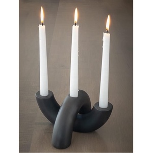 Soporte de vela cónico negro moderno, portavelas de aluminio de Metal sólido, Decoración de mesa para decoración de iluminación Interior Premium - Product Image 3