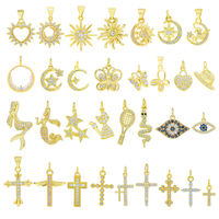 Collier personnalisé avec pendentif en forme de cœur, logo, luxe, brillant, ours, œil bleu, main de Hamsa, étoile, mini-charmes mignons pour la fabrication de bijoux en vrac, fleur