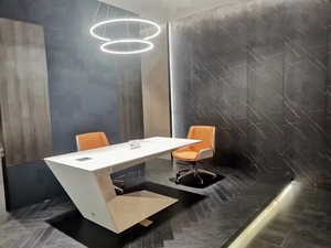 Luxury Modern White Executive <b>Office</b> Desk L Shaped Wooden CEO Manager <b>Table</b> High End Paint Finish Modular Workstation Furniture - Product Image 5
