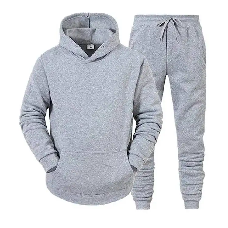 Custom Logo Sport Trainingspak 2 Stuks Outfits Heren Sport Trainingspakken Lange Mouw Hoodies Sweatshirt En Joggingbroek