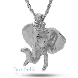 Collar de elefante Iced Out Hip Hop colgante para hombres símbolo de sabiduría y fuerza joyería ostentosa de lujo - Product Image 4