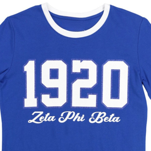 Zeta Phi Beta 1920 Camiseta de manga larga azul real algodón bordado vida griega ropa personalizada colegiata hermandad camisa - Product Image 6