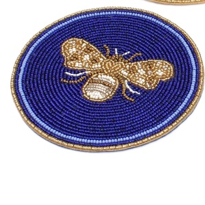 Posavasos con cuentas redondas con diseño de mariposa, Material de piedra de vidrio, alfombrilla para tazas, cocina, boda, fiesta, hogar, Decoración de mesa, precio a granel - Product Image 4