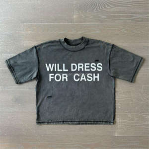 T-shirts vintage délavés à l'acide pour hommes coutures inversées personnalisées en détresse avec col épais bas ourlet Boxy 100% coton - Product Image 1