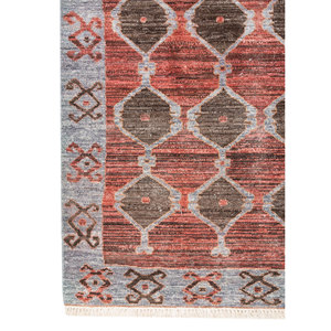 พรมขนสัตว์ถักมือ Erbe สีแดงและสีส้ม ลายเรขาคณิตนามธรรม สำหรับทางเข้าห้องนั่งเล่น ห้องโถง ขนาด 9x12 ฟุต รูปทรงสี่เหลี่ยมผืนผ้า รุ่น EA-3134 - Product Image 4