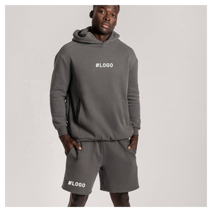 Conjunto de suéter con bordado personalizado para mujer, Conjunto de sudadera con capucha y Jogger informal liso, conjunto de pantalones cortos de algodón y lana unisex para hombre - Product Image 2