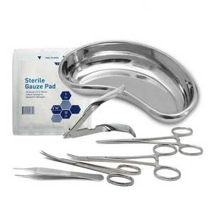 New SURGINEXA Surgical Skin <b>Staple</b> <b>Remover</b> Kit 7-Piece Forceps Scissors Gauze Kidney Tray Stainless Steel Medical Instruments - Product Image 3