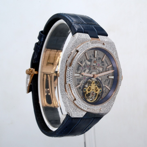 Montre analogique de luxe pour homme et femme en acier inoxydable avec bracelet en cuir, cadran en cristal saphir, mouvement mécanique, édition limitée - Product Image 2