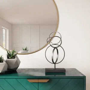 Sculpture en métal décorative, sculpture en métal tendance mondiale, ornement de table rond poli, décoration moderne pour la maison, cadeau de mariage - Product Image 2