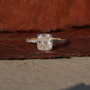 2.0 Ct <b>Cushion</b> Cut Lab Grown Diamond Half Eternity Engagement Ring Yellow Gold CVD Diamond Ring Anniversary Gift for Her - Product Image 1