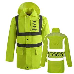 Veste de pluie de sécurité personnalisable, légère, imperméable, réfléchissante argentée, en polyester, avec support de logo, coupe-vent haute performance - Product Image 1