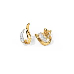 Boucles d'oreilles en diamant de laboratoire de coupe ronde pour ses goujons en diamant en or jaune massif pour cadeau boucles d'oreilles de mariage sans conflit - Product Image 1