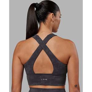 Soutien-gorge de sport long Evoke – Débardeur court de yoga sans coutures réglable avec bretelles imprimées, rembourré et léger XS-XL - Product Image 2