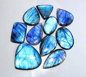 Lot de 10 Cabochon Lisse Naturel Bleu Feu Labradorite Forme Mixte Pierres Précieuses Lâches - Product Image 2