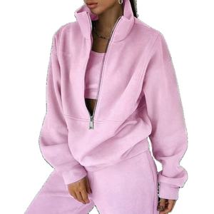 Conjunto de Shorts de Forro Polar Transpirable con Media Cremallera para Mujer, Diseño Personalizado, 100% Algodón, Corte Regular, Invierno 2026 - Product Image 3