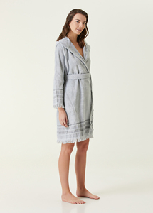 Robe de chambre de luxe pour femme, jetable, légère, 100% coton tissé Dobby, séchage rapide, compressée, avec devant et dos en tissu éponge - Product Image 2