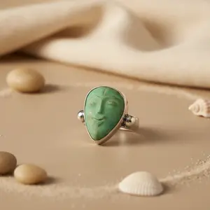 Anillo de Plata de Ley 925 para Mujer con Incrustaciones de Turquesa, Anillo de Moda Chapado en Oro, Material de Acero Inoxidable y Aleación - Product Image 1