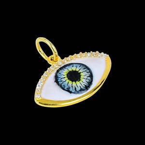 Pendentif oeil en argent sterling 925 plaqué or pour femme Colliers mode plaqué or avec pendentif breloque oeil fait main - Product Image 2